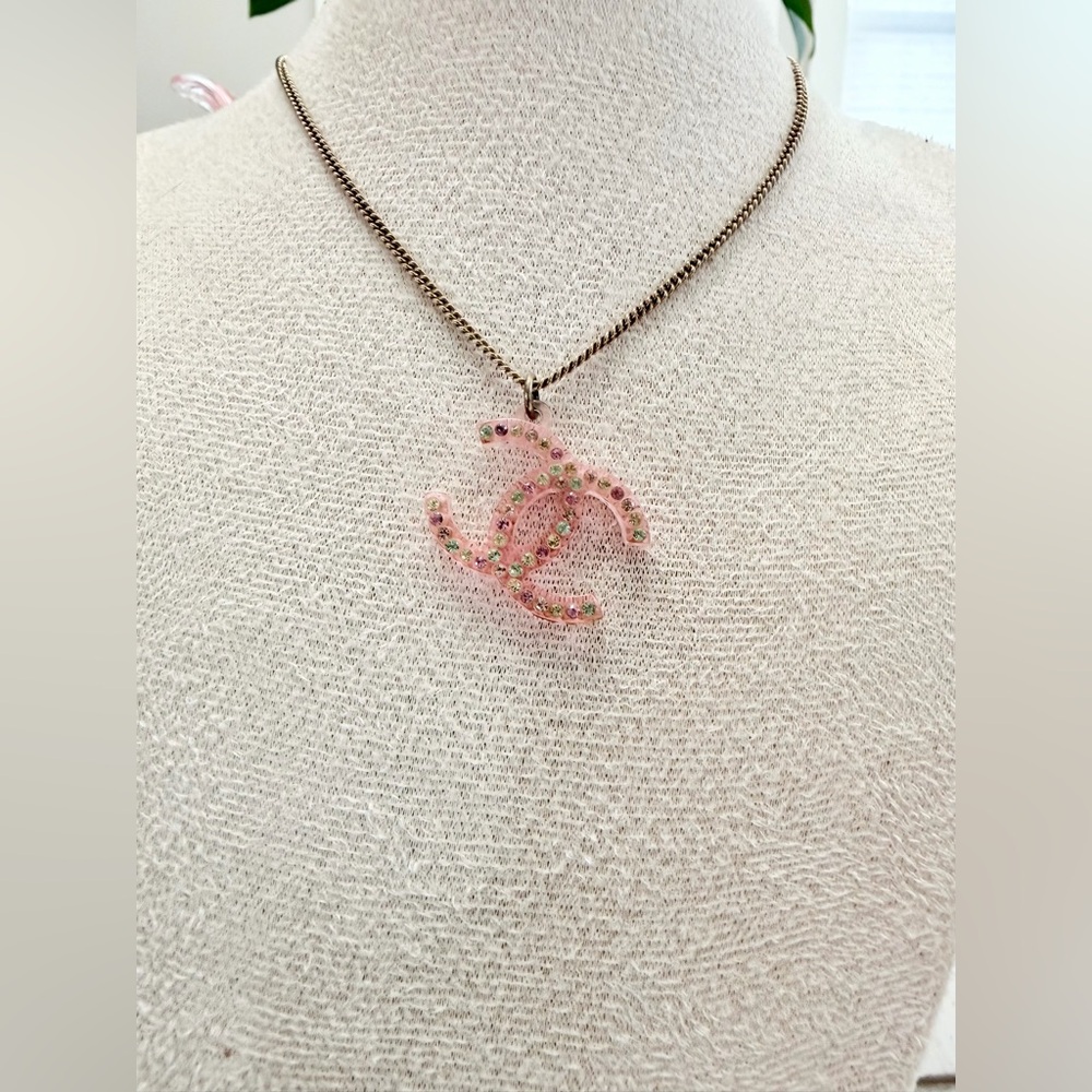 Chanel Pink Crystal Resin Necklace - Picture 6 of 6